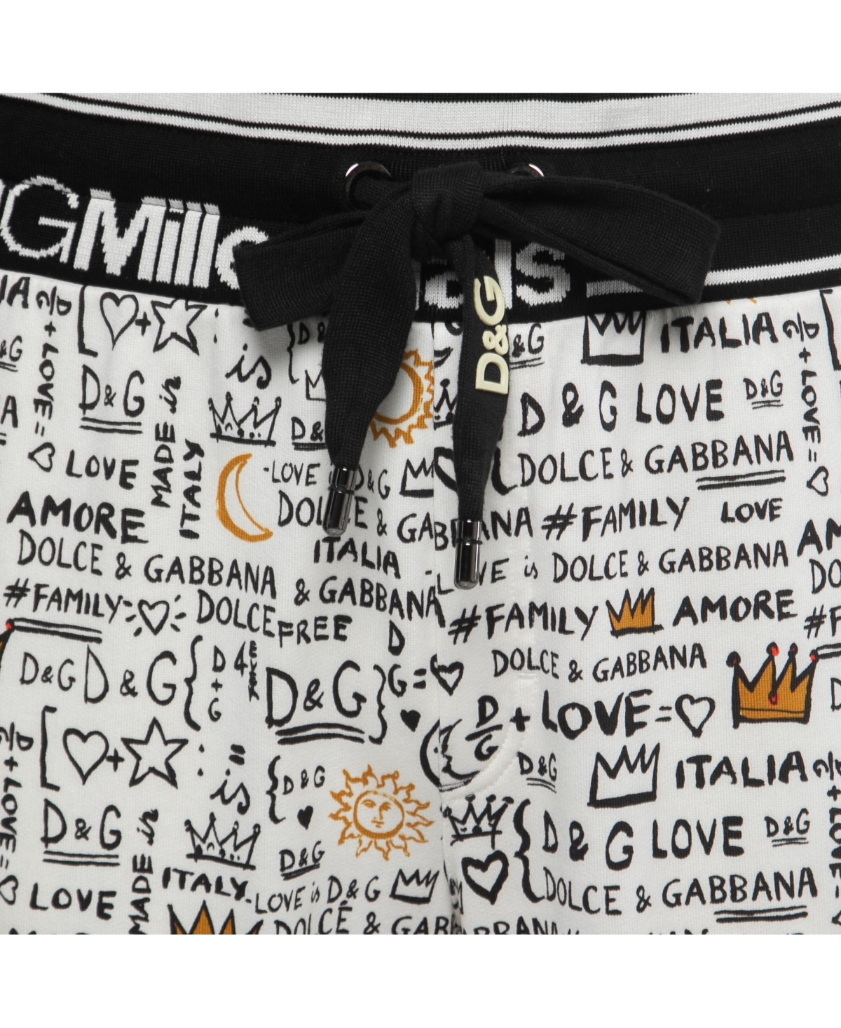 Pre-Owned Dolce & Gabbana Women's White Printed Cotton Knit Joggers