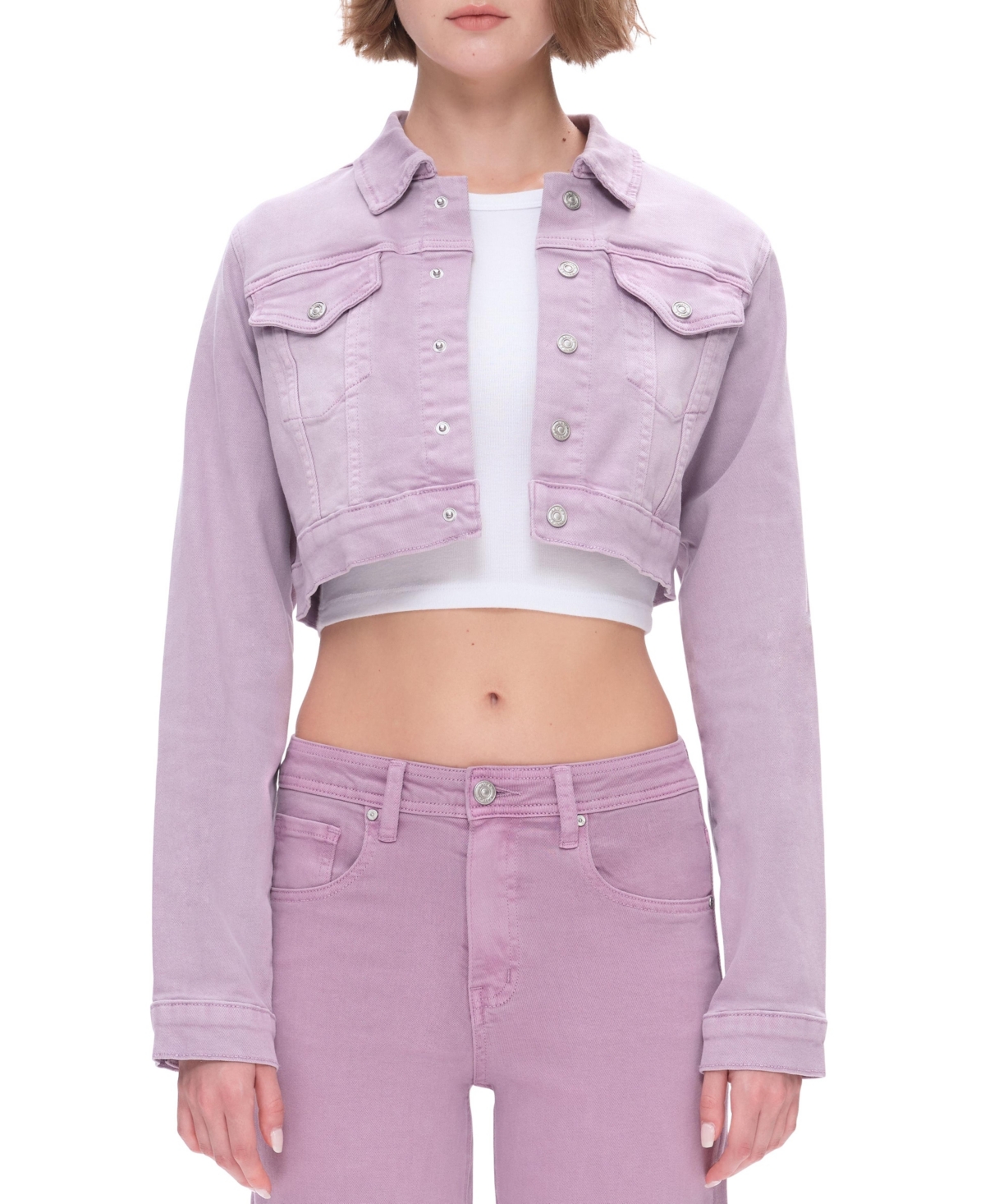 Bayeas Women's Cropped Long-Sleeve High-Stretch Denim Jacket