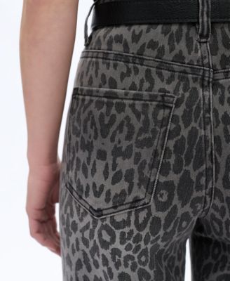 Women's Leopard-Print High-Rise Wide-Leg Jeans