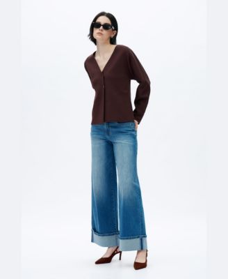 Women's Mid-Rise Floor-Length Wide-Leg Regular-Fit Jeans