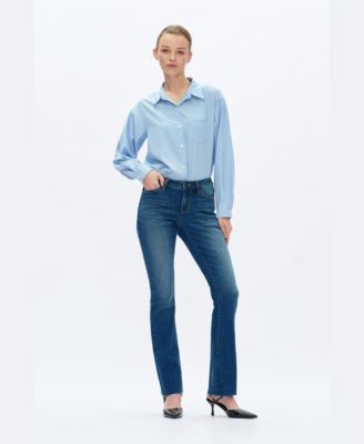 Women's Low-Rise Stretch Raw-Hem Bootcut Jeans