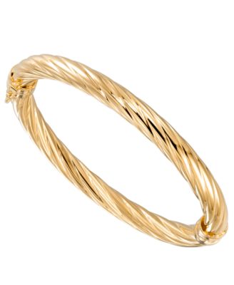 Macy's - Rope Textured Bangle in 18K Yellow Gold Over Sterling Silver