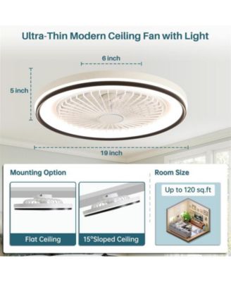 19-inch Modern White 7-Blade Ceiling Fan with Dimmable Color Changing LED and Remote Control