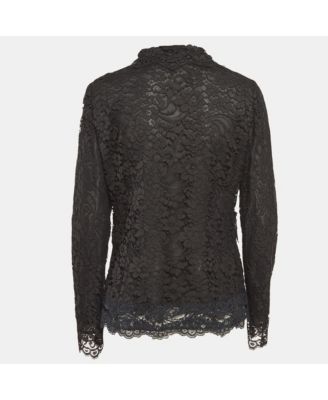 Women's Black Floral Lace Button Front Jacket