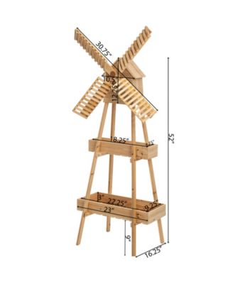 Rustic Wooden Cart with Windmill Accent, Versatile and Decorative Piece for Home or Garden Decor