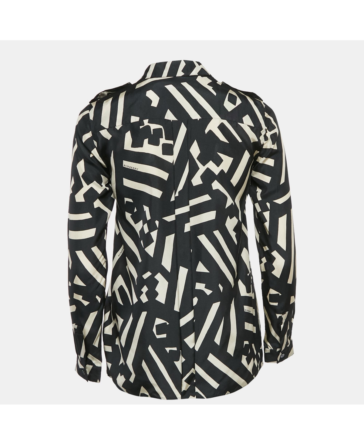 Pre-Owned Burberry Women's London Black Printed Silk Button Front Shirt