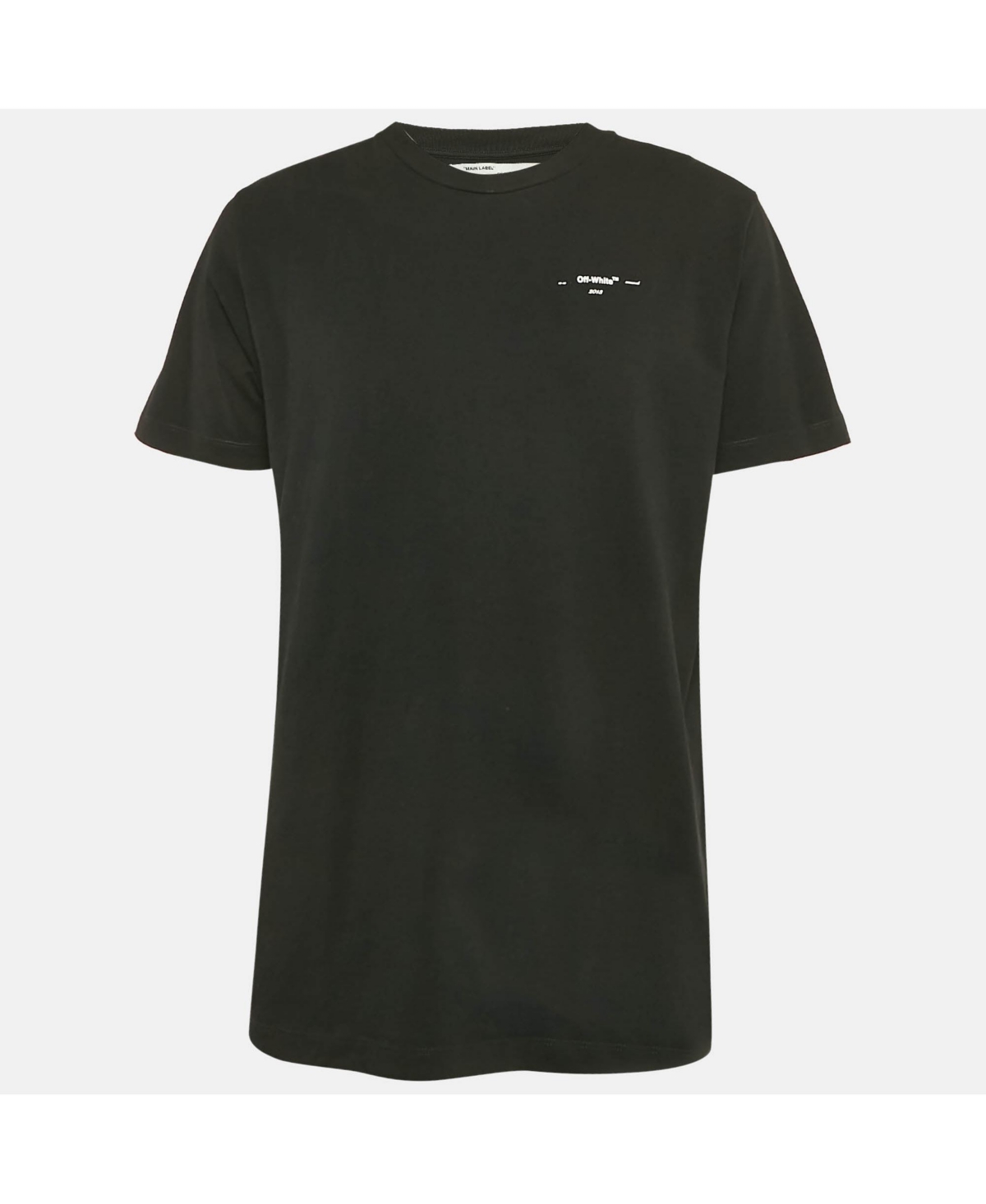 Pre-Owned Off-White Men's Pre-Owned Cotton Logo Applique Detail Crew Neck T-Shirt