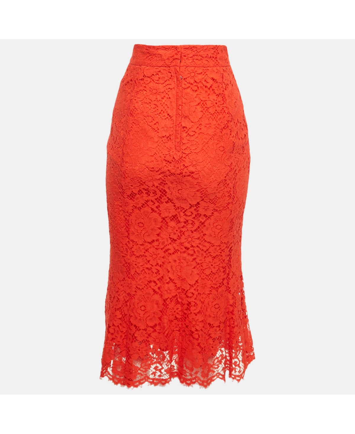 Pre-Owned Dolce & Gabbana Women's Red Lace Midi Skirt