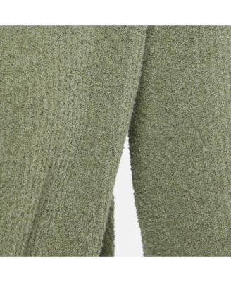 Women's Light Khaki Cotton Blend Plunge Neck Le Gilet Nou&eacute Cardigan