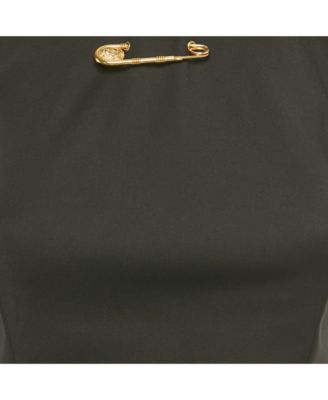 Women's Pre-Owned Versus Versace Black Cotton Blend Cut -Out Gold Pin Mini Dress
