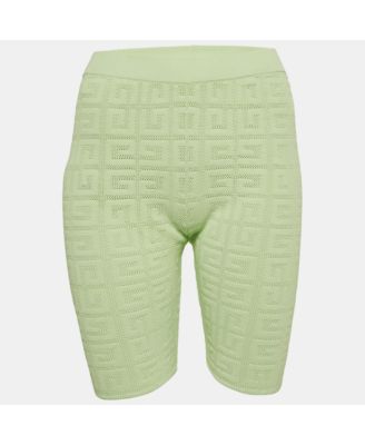 Women's Green Stretch Mesh Logo Biker Shorts