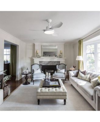 47-inch Modern White 3 Blades Ceiling Fan with Six-Speed Remote Control and Timing Function and Light Kit