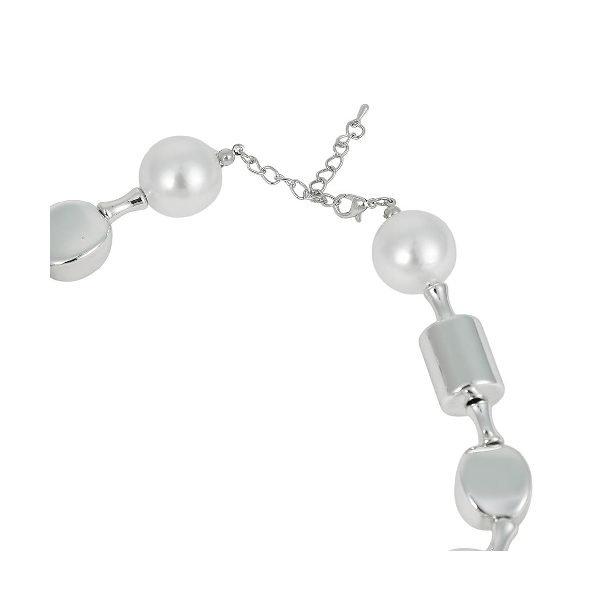 Women's The Spherical-Block Collar Necklace - Chrome Silver
