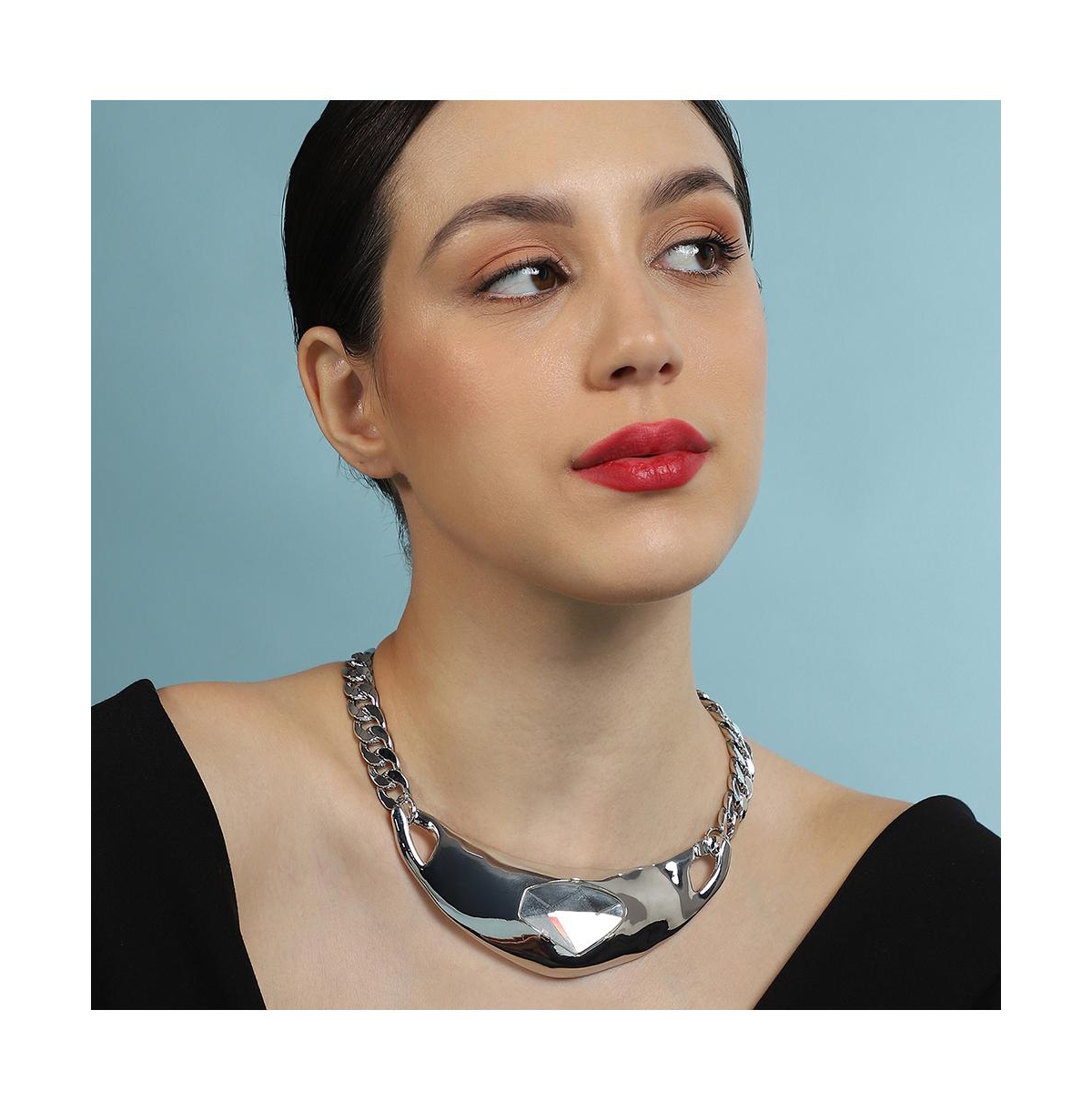 Women's The Petra-Chain Collar Necklace - Chrome Silver