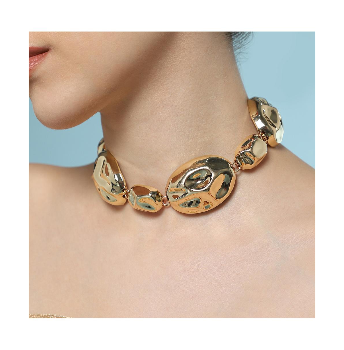 Women's The Chunky Dented-Pierre Collar Necklace - California Gold
