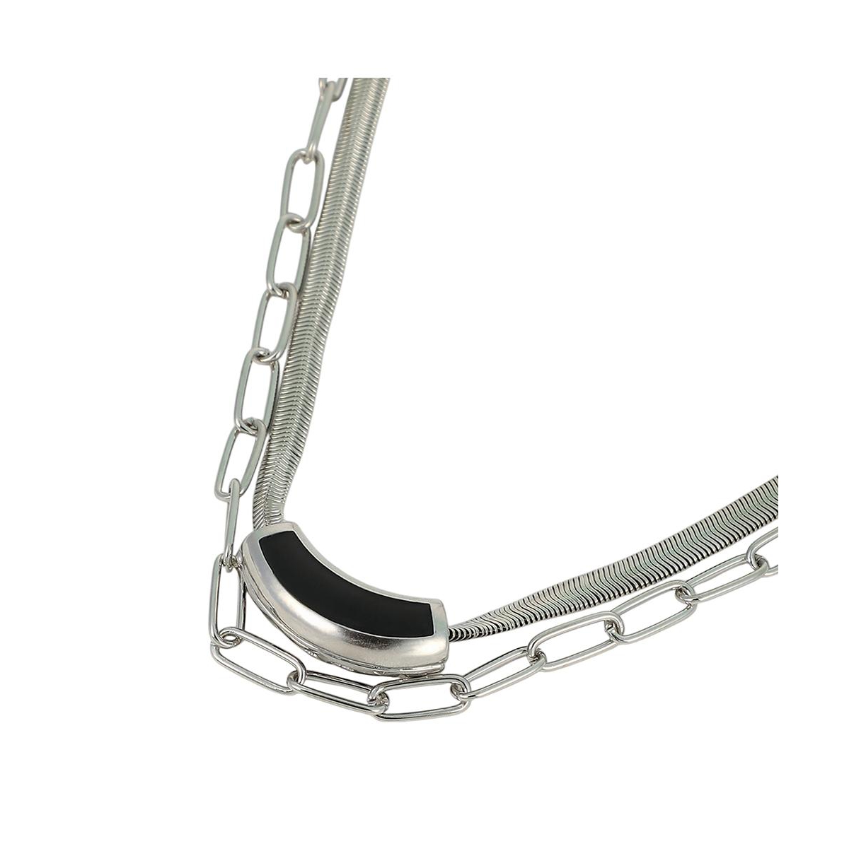 Sohi Women's The Sylvan-Snakechain Multi-Layer Necklace - Chrome Silver