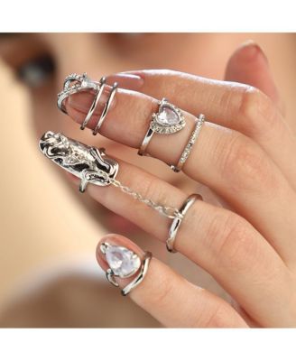 Women's The Athena Nail Rings - Metallic Silver (Set Of 4)