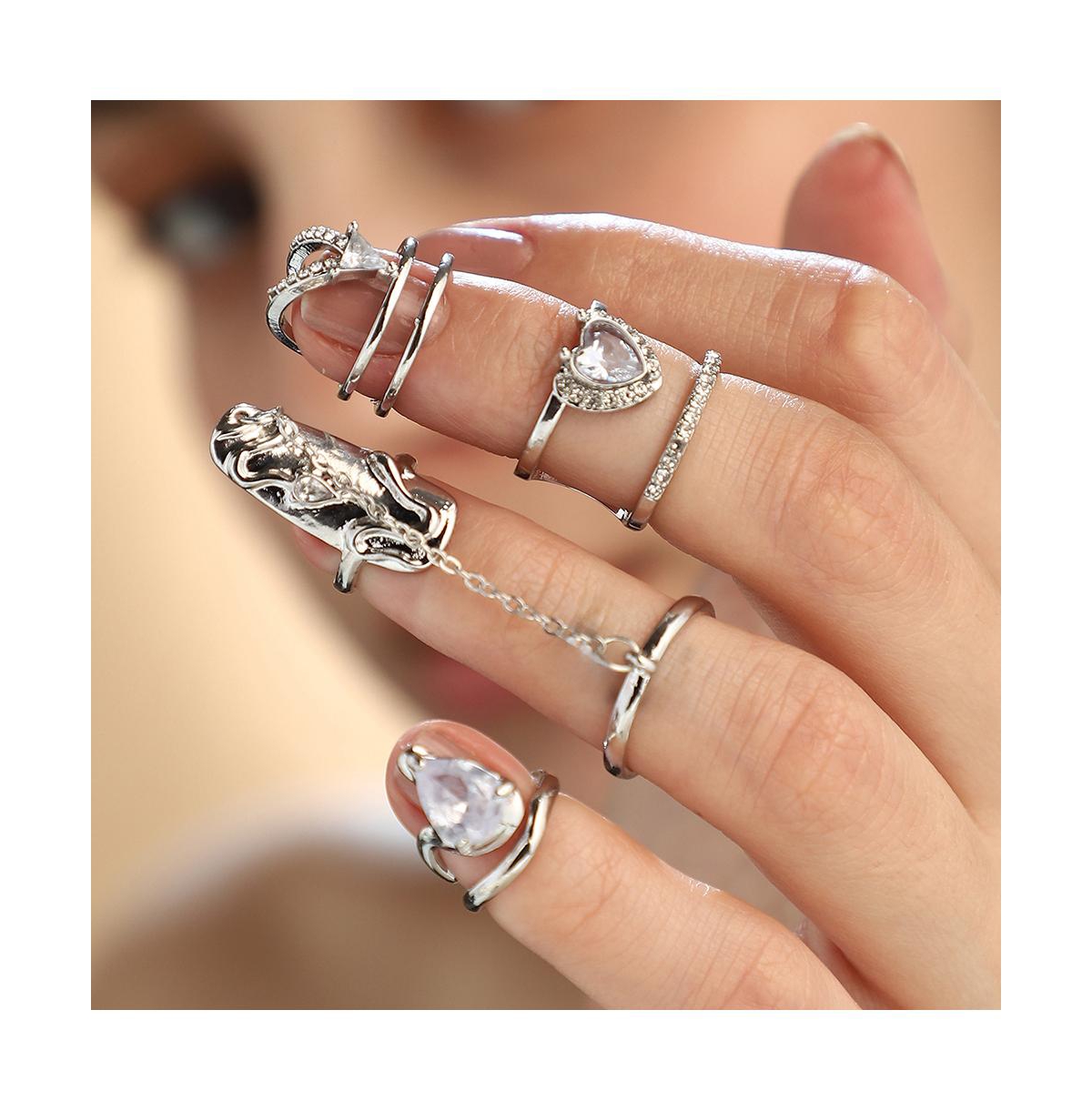 Women's The Athena Nail Rings - Metallic Silver (Set Of 4)