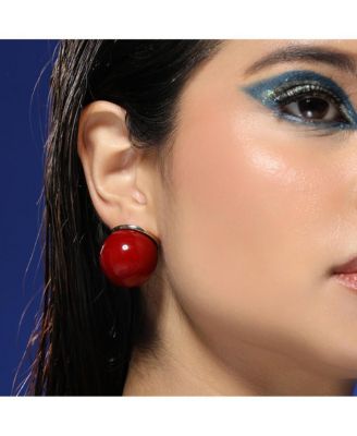 Women's The Chunky-Jacqueline Stud Earrings - Cherry Red & California Gold