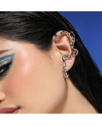 Women's The Tangle-Drop Cuff Earrings - Metallic Silver