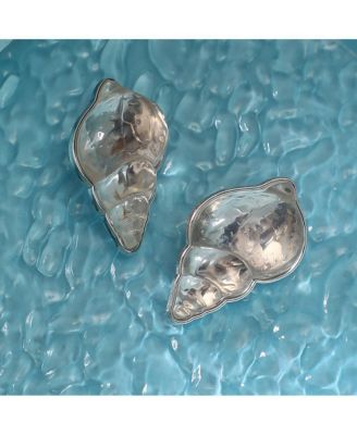 Women's The Translucent-Conchiglia Statement Earrings - Metallic Silver