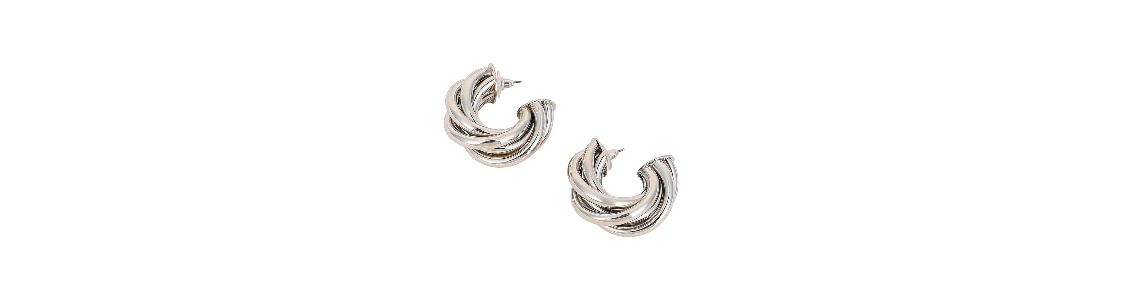 Sohi Silver Chunky Twist Half-Hoop Earrings