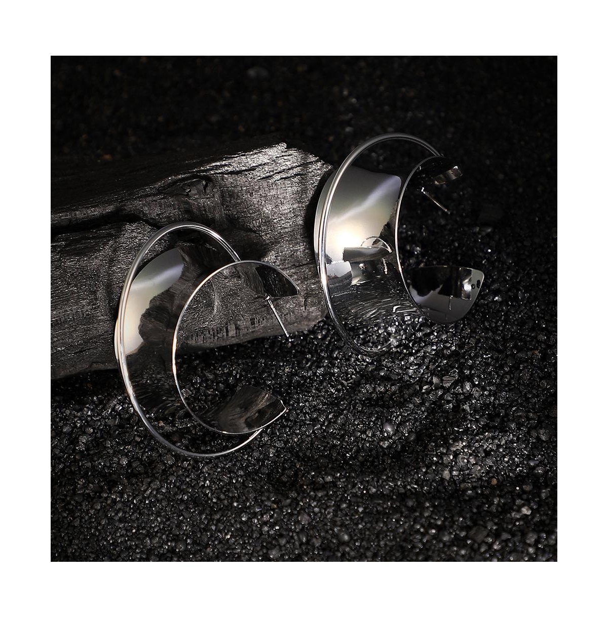 Women's The Chunky-Orbiter Half-Hoop Earrings - Metallic Silver