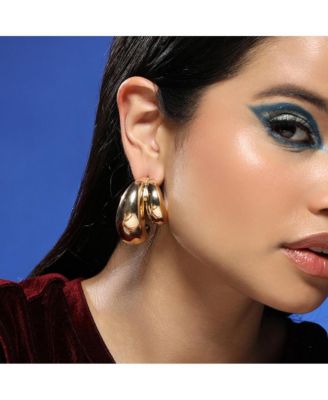 Women's The Chunky-Unbalanced Half-Hoop Earrings - California Gold