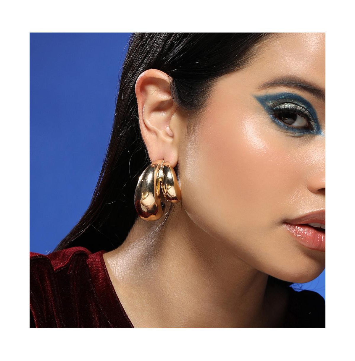 Women's The Chunky-Unbalanced Half-Hoop Earrings - California Gold