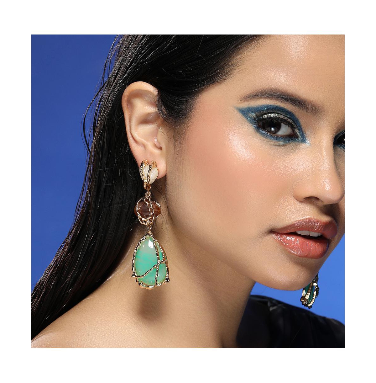 Women's The Veined-Teardrop Drop Earrings - California Gold