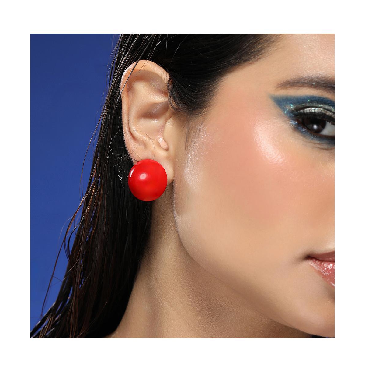 Women's The Semi-Orb Stud Earrings - Rose Red