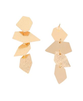 Women's The Dented-Geometric Drop Earrings - Antique Gold