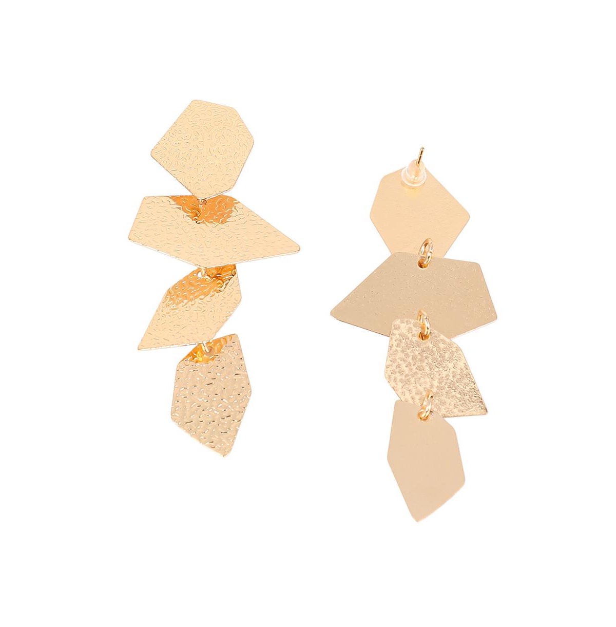 Women's The Dented-Geometric Drop Earrings - Antique Gold