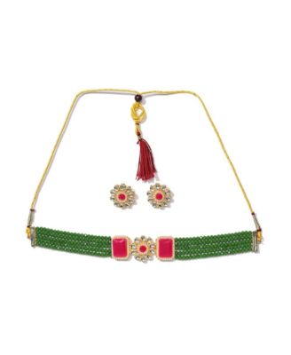 Women's Plated Kundan Beaded Jewellery Set