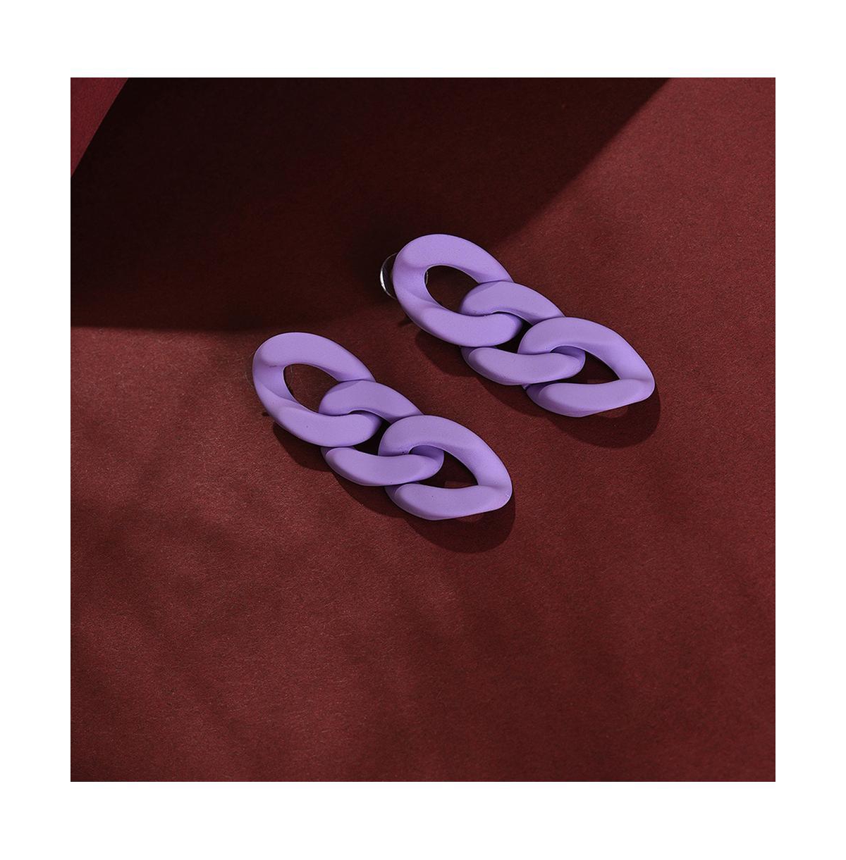 Sohi Women's Purple Chainlink Drop Earrings