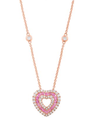 Diamond (3/8 ct. t.w.) & Pink Sapphire(1/2 ct. t.w.) Pendant Necklace in 14k Rose Gold