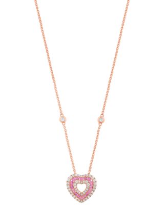 Diamond (3/8 ct. t.w.) & Pink Sapphire(1/2 ct. t.w.) Pendant Necklace in 14k Rose Gold