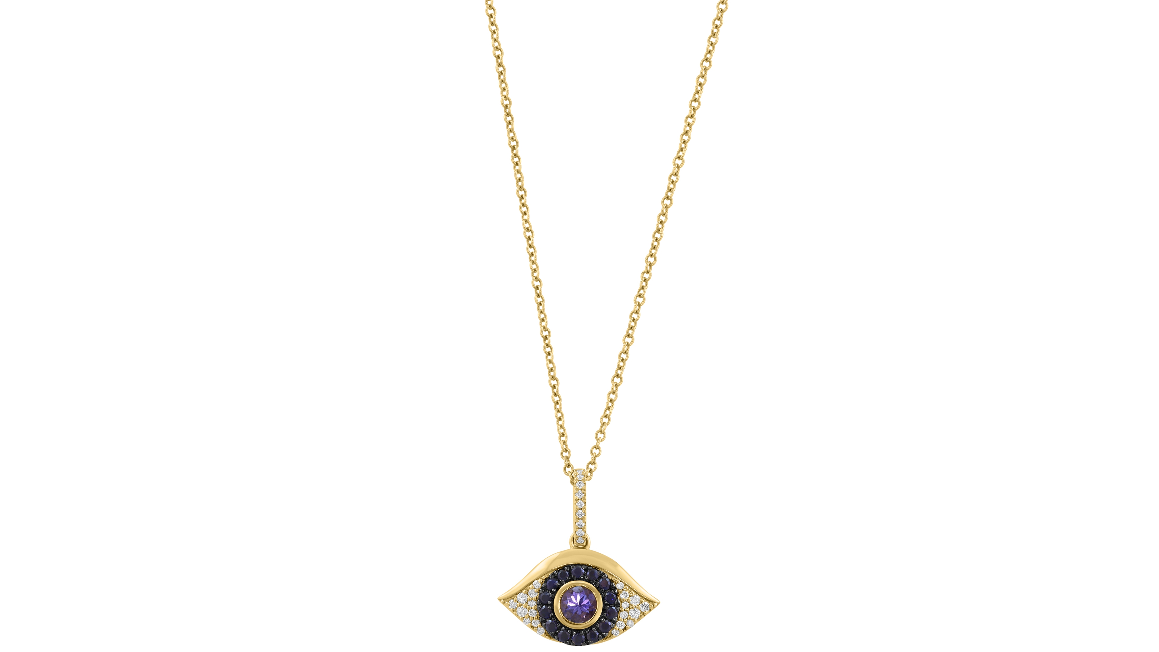 Effy Collection Diamond (1/8 ct. t.w.), Sapphire (1/4 ct. t.w.) & Tanzanite (1/3 ct. t.w.) Pendant Necklace in 14k Yellow Gold