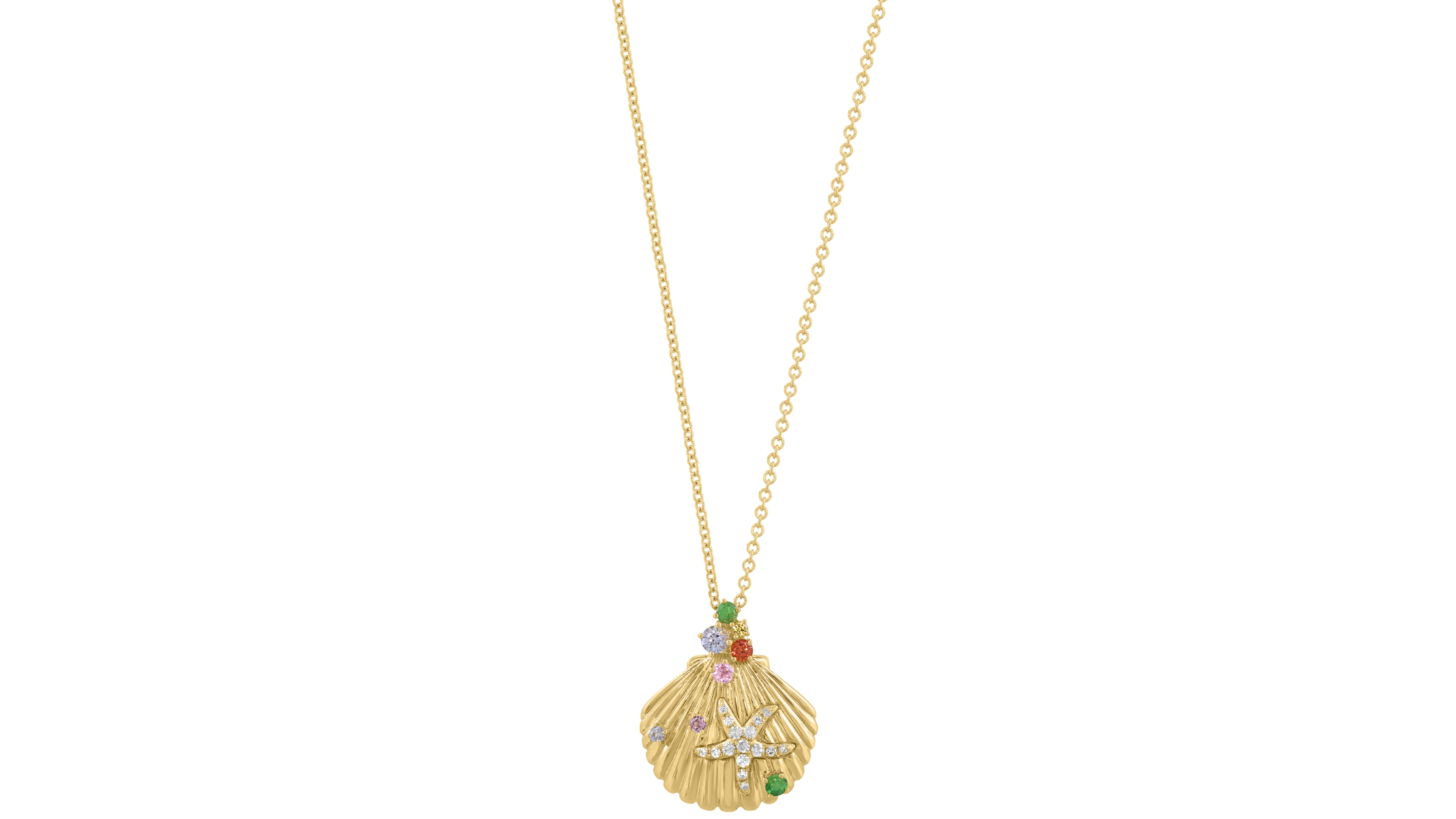 Effy Collection Diamond (1/10 ct. t.w.) & Multi Gemstones (1/4 ct. t.w.) Pendant Necklace in 14k Yellow Gold