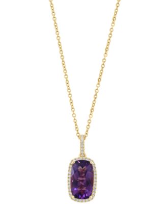 EFFY Collection - Diamond (1/6 ct. t.w.) & Amethyst (2-3/4 ct. t.w.) Pendant Necklace in 14K Rose Gold