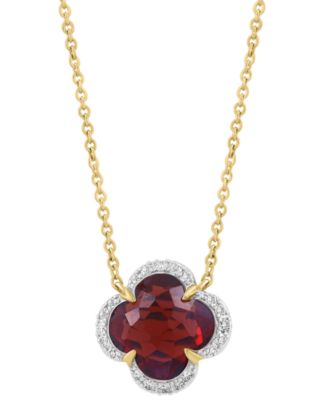 Diamond (1/10 ct. t.w.) & Garnet (1-7/8 ct. t.w.) Pendant Necklace in 14k Rose Gold