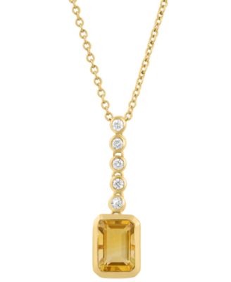 Diamond (1/10 ct. t.w.) & Madeira Citrine (7/8 ct. t.w.) Pendant Necklace in 14k Yellow Gold