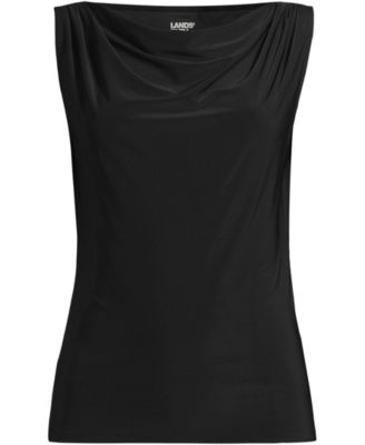 Women's Sleeveless Silky Knit Drape Front Top