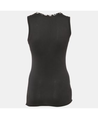 Women's Floral Silk Trim Jersey Sleeveless Top