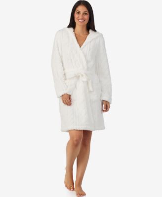 Cuddl Dud Women's Short Long-Sleeve Hooded Wrap Robe