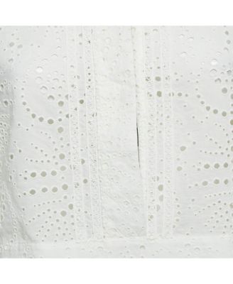 Women's White Broderie Anglaise Cotton Short Dress