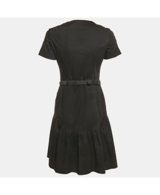 Women's London Black Cotton Gabardine Double Breasted Short Dress