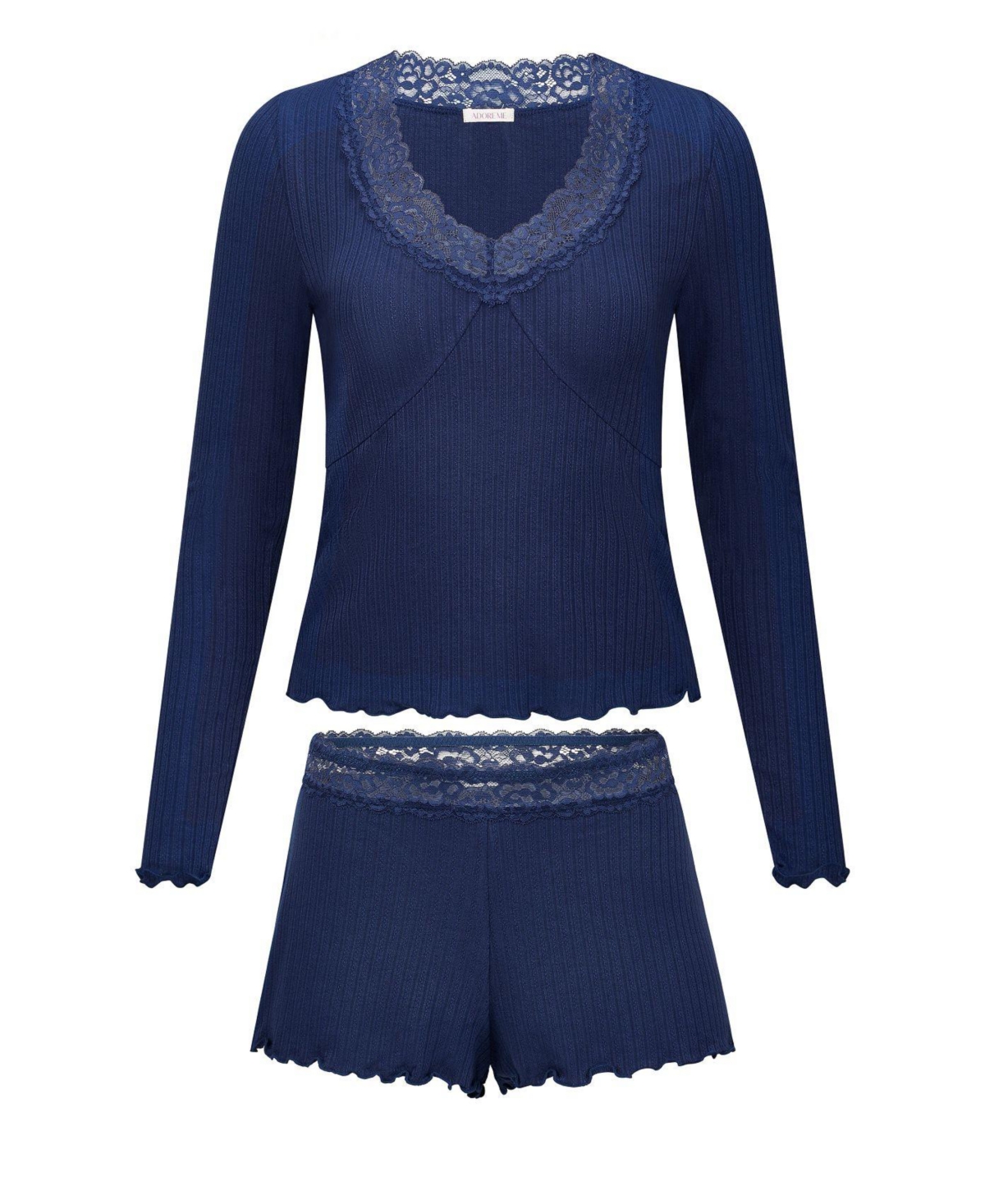 Adore Me Women's Brooks Pajama Long Sleeve Top & Shorts Set