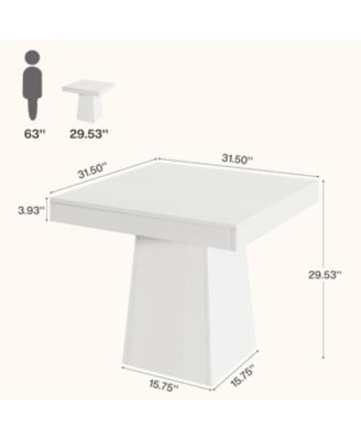 Square Dining Table for 4, 31.5-Inch Small Kitchen Table with Sturdy Pedestal Base, Farmhouse Dinner Table