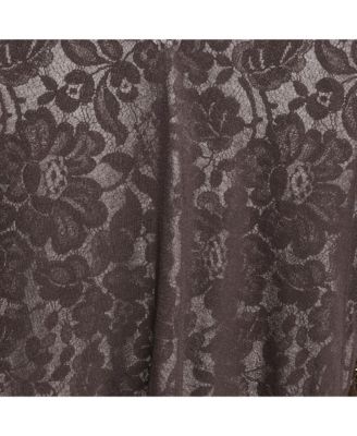 Women's Brown Jersey And Lace V-Neck Top